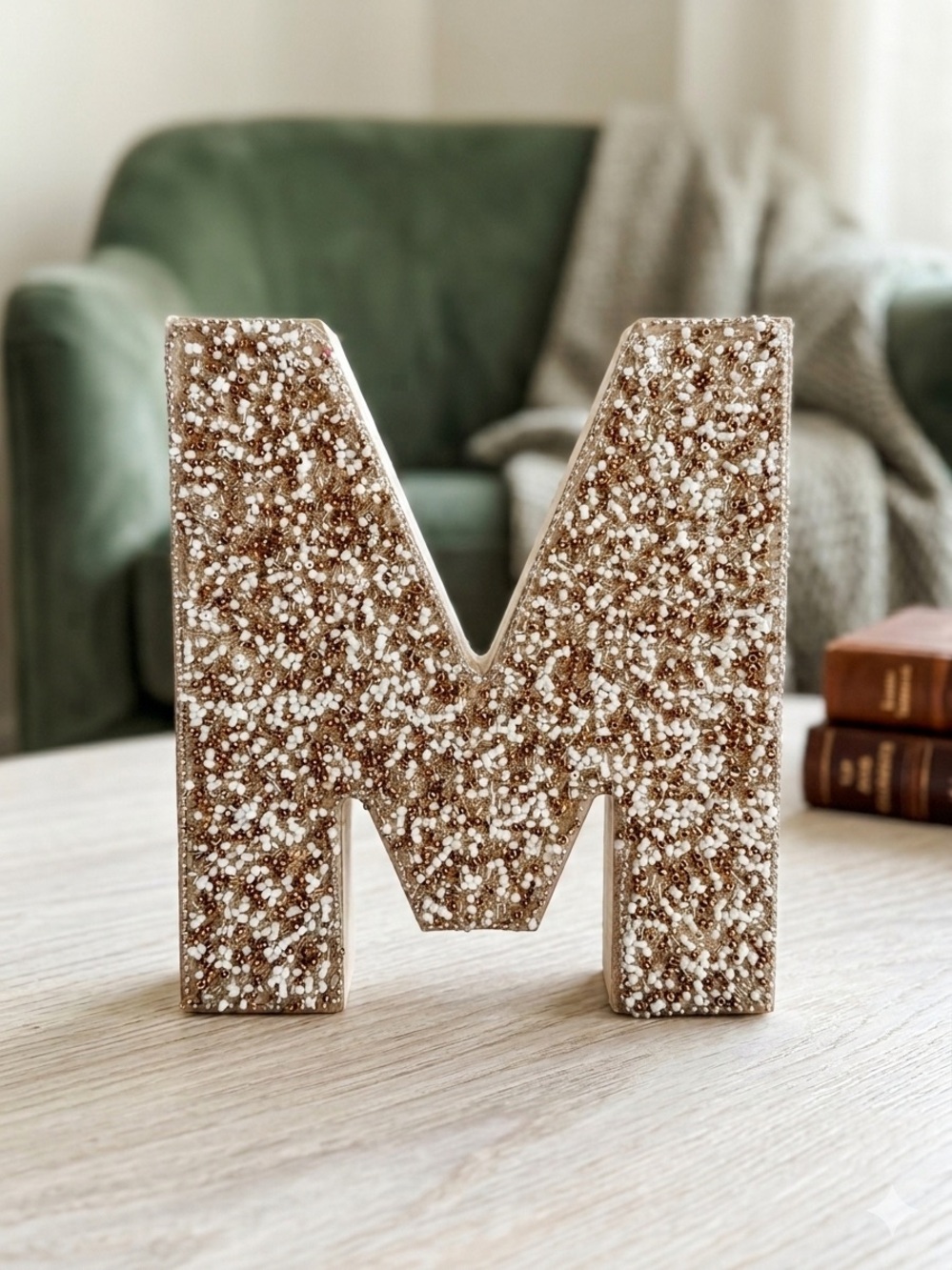 Decorative Beaded Letter "M" - Handcrafted Boho Style Home Decor